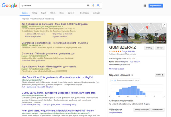 Google szponzorált linkek