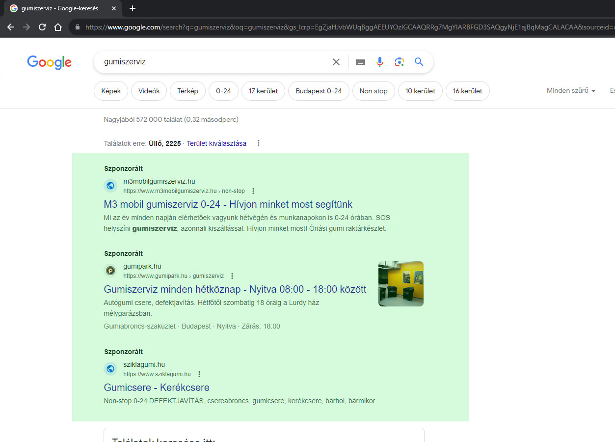Google szponzorlt linkek