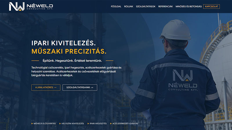 N�weld-Consulting ipari v�llalkoz�s egyedi weboldala
